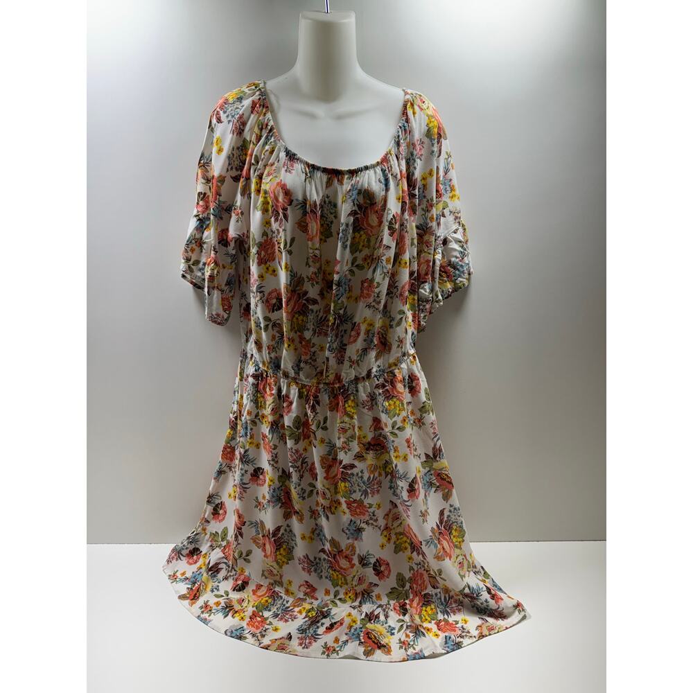 Women’s Floral Plus Size 2X Cottage Core Dress Elastic Waist Feminine New Look